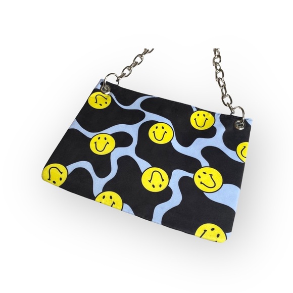 VHTF: Valfre ☻︎ Serotonin Smiley Face Purse ☻︎ Chain Strap ☻︎ Black Vegan Suede - Picture 6 of 16